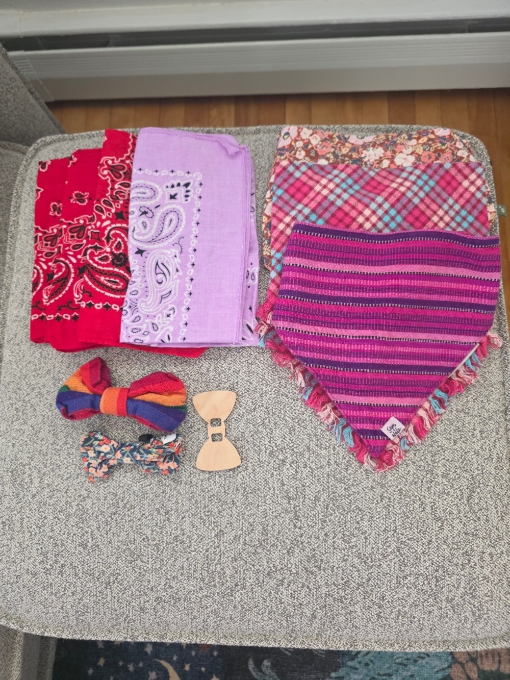 Lot of 7 Dog Bandanas and 3 Bowties